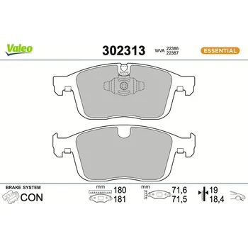 Brzdová destička Sada brzdových destiček, kotoučová brzda VALEO 302313