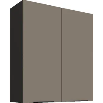 Kuchyňská skříňka Vysoká horní skříňka LUNARA - šířka 80 cm, tmavě béžová / černá