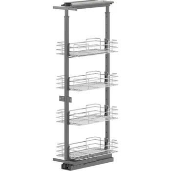 Kuchyňská skříňka Wireli Komfort 4 koše 345 x 490 x 1259-1659 mm chrom