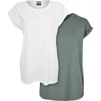 Dámské tričko Ladies Extended Shoulder Tee 2-Pack - white+paleleaf 5XL