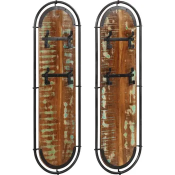 Věšák Nástěnné věšáky se 4 háčky 2 ks masivní recyklované dřevo - 8721102922015