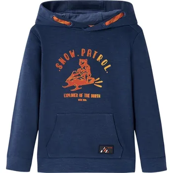 Chlapecká mikina Dětská mikina s kapucí námořnická modrá melanž a oranžová 128 - 8721012023482