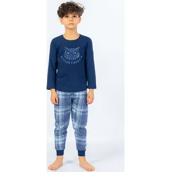 Chlapecké pyžamo Vienetta Kids Dětské pyžamo dlouhé Sova - vyp Barva: Modrá - tmavě, Velikost: 11/12