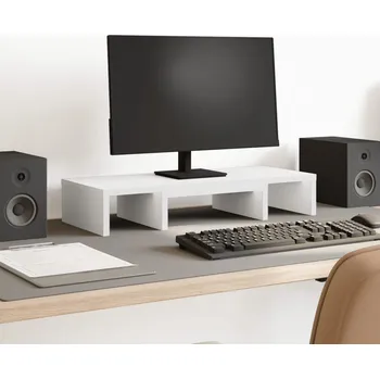 Držák monitoru Stojan na monitor bílý 60 x 24 x 10,5 cm kompozitní dřevo - 8721158389138
