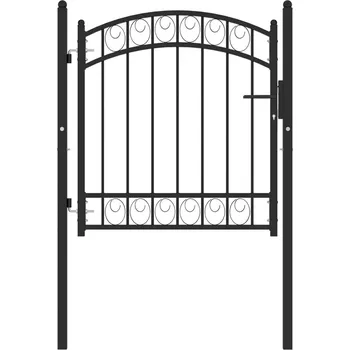 Zahradní branka s obloukem ocelová 100 x 100 cm černá - 8719883885926