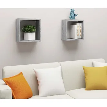 police vidaXL Nástěnné police kostky 2 ks 30x15x30 cm kompozit [815882] Barva: Betonová šedá