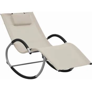 Zahradní lehátko Zahradní lehátko s polštářkem krémové textilen - 8719883753966