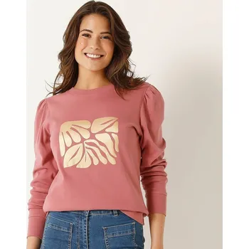 Dámské tričko Tričko s dlouhými rukávy a potiskem růžová 34/36