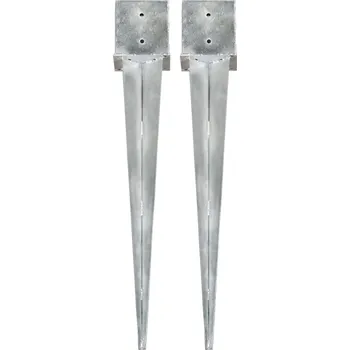 Zemní vrut Kotvící hroty 2 ks stříbrné 14x6x15 cm pozinkovaná ocel - 8719883833491