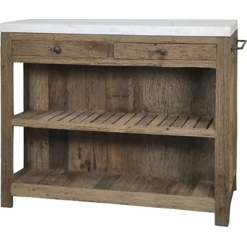 Hnědý antik servírovací stůl s mramorovou deskou Grimaud - 120*60*97 cm