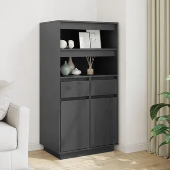 Příborník do zásuvky Skříň highboard šedá 60 x 40 x 116,5 cm masivní borové dřevo - 8720845581794