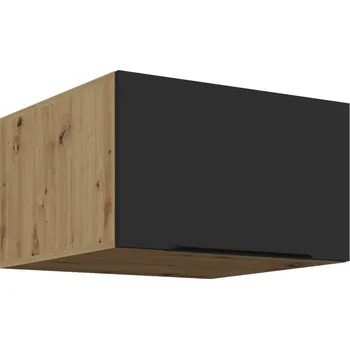 Kuchyňská skříňka Horní hluboká skříňka s výklopnými dvířky LUNARA - šířka 60 cm, černá / dub artisan
