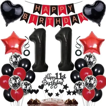 Party dekorace Dekorace k 11. narozeninám pro chlapce a dívky, Dekorace na dorty, Girlanda k 11. narozeninám