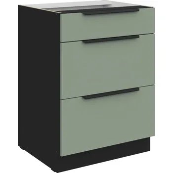 Kuchyňská skříňka Šuplíková skříňka LUNARA - šířka 60 cm, zelená / černá