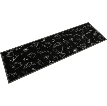 Koberec Kuchyňský koberec omyvatelný Ráno černý 45 x 150 cm samet - 8721012918603