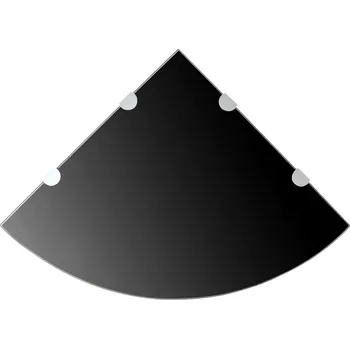 police Rohové police 2 ks s chromovými podpěrami sklo černé 45 x 45 cm - 8719883874357