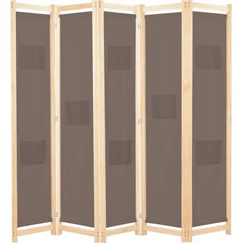 Paraván 5dílný paraván hnědý 200 x 170 x 4 cm textil - 8718475730897