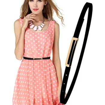 Opasek Dámský Úzký Opasek s Zlatou Sponou, Pevná ekologická umělá kůže, 104 cm