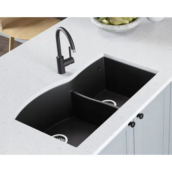 Granitový dřez Dvoukomorový granitový dřez Lavello černý