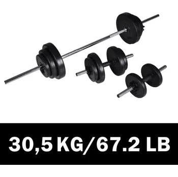 Set 2 činek + vzpěračská činka 30,5 kg - 8718475844204