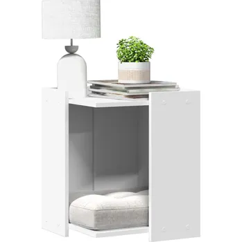 Skříňka na kočičí záchod bílá 42 x 42 x 51 cm kompozitní dřevo - 8721158499721