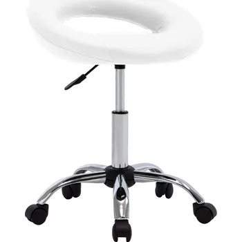 Pracovní židle na kolečkách bílá umělá kůže - 8720286081235