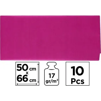 Barevný papír Papír hedvábný 50x66 10ks červený magenta PN221-09