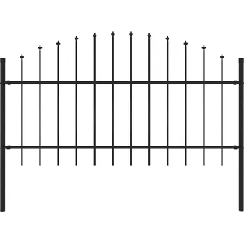 Plot Zahradní plot s kopím nahoře ocelový 181 x 125 cm černý - 8719883587080