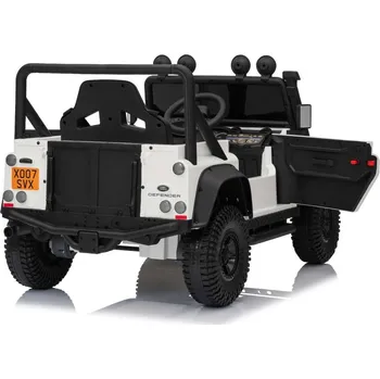 Dětské elektrovozidlo Beneo Elektrické autíčko Land Rover Defender 110 SVX 12V, bílé, 4X4 pohon, LED světla, přední i zadní odpružení kol, 2.4 GHz dálkové ovládání, USB/Aux Vstup, Bluetooth, Lithiová baterie, 4 X 25W motor, ORIGINÁL licence