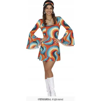 Karnevalový kostým Kostým Disco Barevná Šaty LÉTA 70 Hipiska Tanečnice Karneval, L