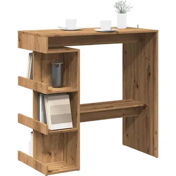 Jídelní stůl Barový stůl s úložným regálem šedý dub artisan 100x48x101,5 cm - 8721158441089