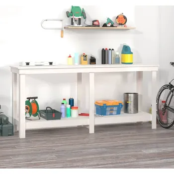 Dílenský stůl Dílenský stůl bílý 180 x 50 x 80 cm masivní borovice - 8720845520045