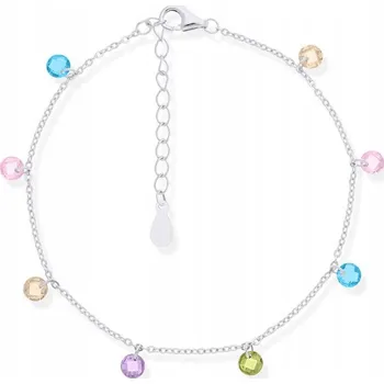 Náramek Dámský stříbrný náramek s barevnými zirkony, ryzost 925