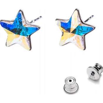 Náušnice Stříbrné náušnice 925 s krystaly Swarovski Hvězdičky 10mm Crystal AB F