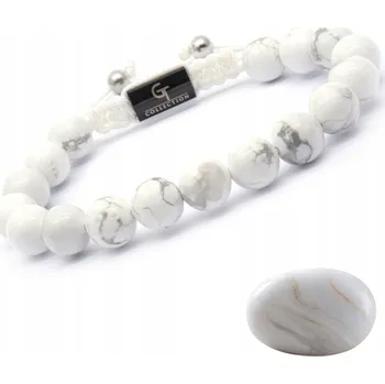 Náramek Pánský náramek s jedním řadou energetických kamenů Bílý Howlit