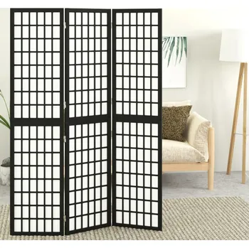 Paraván Skládací 3dílný paraván v japonském stylu 120 x 170 cm černý - 8720845718657