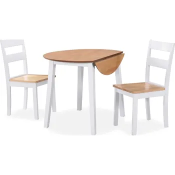 Jídelní set Jídelní set 3 kusy, MDF a kaučukovníkové dřevo, bílý - 8718475592181