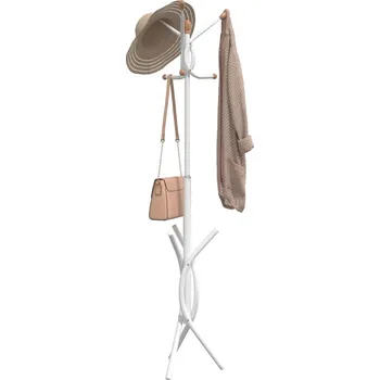 Věšák Stojan na kabáty bílý 176 cm práškově lakované železo - 8721012408012