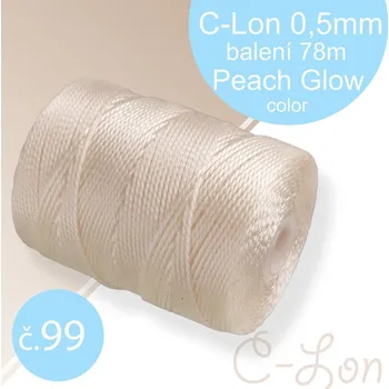 Nit Nylonová nit C-Lon pevná korálková nit. Barva 99 Peach Glow. Síla nitě 0,5mm. Balení 78m na cívce.