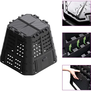 Kompostér Zahradní kompostér černý 93,3 x 93,3 x 80 cm 480 l - 8719883869018