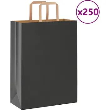 Papírové sáčky 250 ks s uchy černé 26x12x35 cm - 8721158518149
