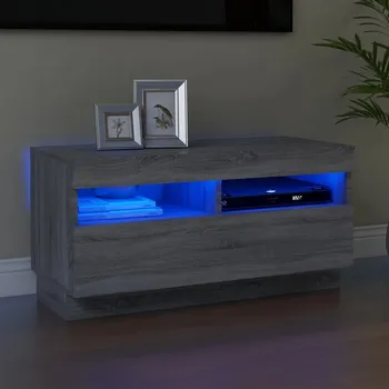 Televizní stolek TV skříňka s LED osvětlením šedá sonoma 80 x 35 x 40 cm - 8720286977958