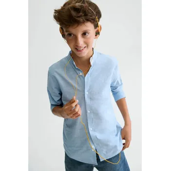 Chlapecká košile Dětská bavlněná košile Mayoral 6176.7B.Junior.PPY2 modrá 50X, vel. 128