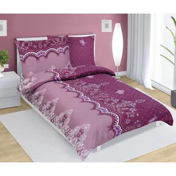 Povlečení Povlečení bavlněné - fialové ornamenty 140x200, 70x90 cm