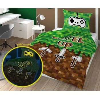 Povlečení Povlečení Kostičky Level Up svítící Bavlna, 140x200, 70x80 cm