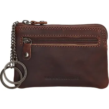 Hide & stitches Japura kožená klíčenka na zip - tmavě hnědá