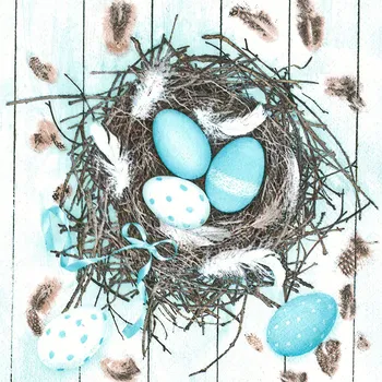 Papírový kapesník Pol-Mak Ubrousky DAISY L (20ks) Pastel Blue Eggs in Natural Nest 615734