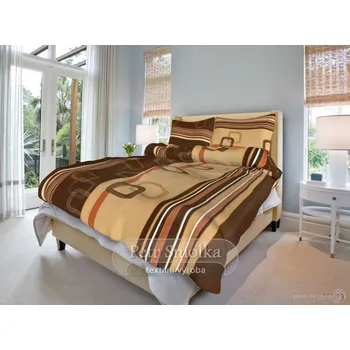 Povlečení Bavlněné ložní povlečení - Tonda hnědý 140x200, 70x90 cm