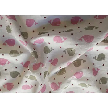 Plena Látková plena s potiskem Velryba růžová 70x70 cm