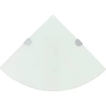 police Rohová police s chromovými podpěrami sklo bílá 25x25 cm - 8718475527374